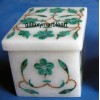 Malachite stones inlaid marble box-RE2317